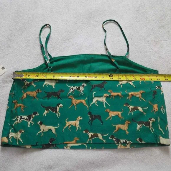 New M Maeve x Anthropologie Dog Print straight neck crop tank top in green - Picture 7 of 9